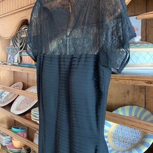 Melinda Eng Silk & Lace Cocktail Dress – Black – Size M